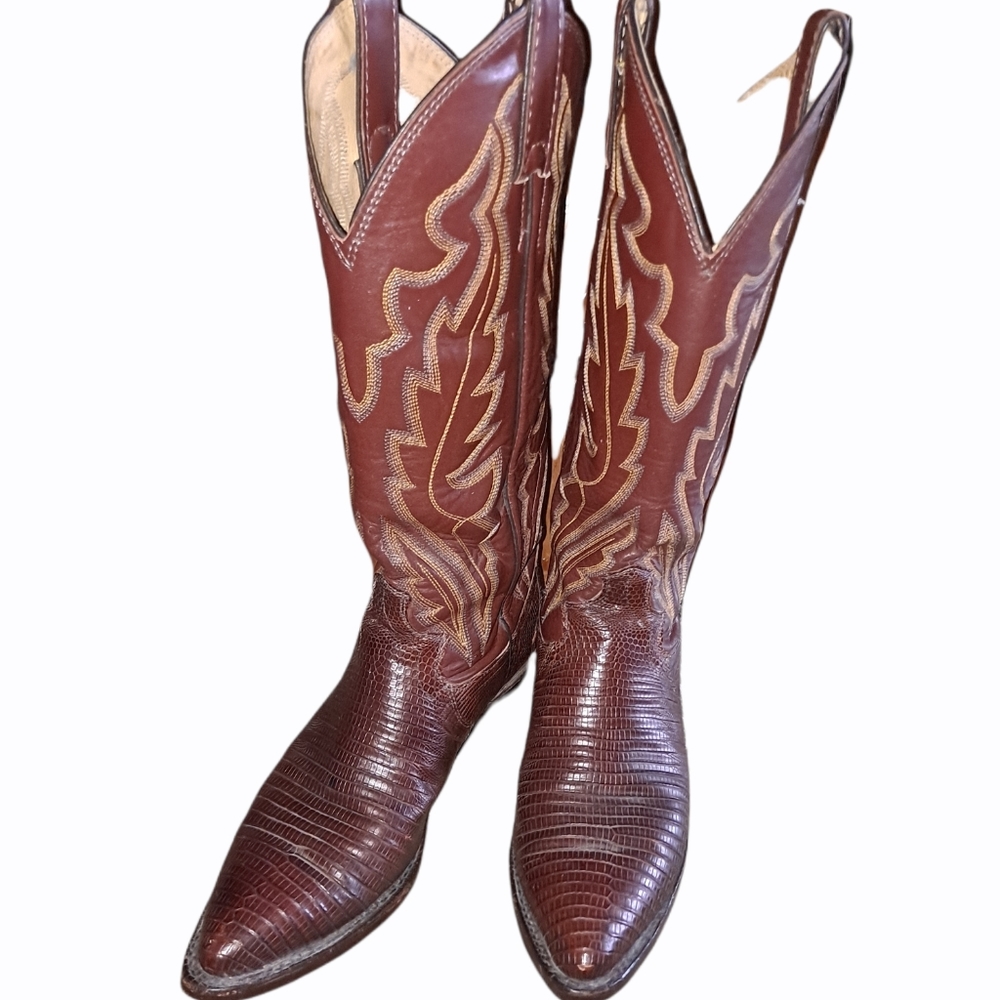 Justin Boots brown heeled cowboy boots - Picture 7 of 12